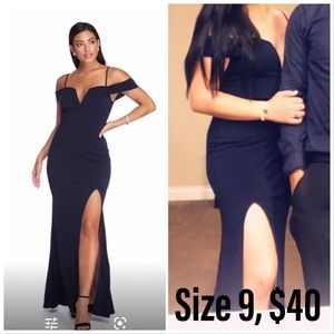 Navy blue formal slit dress